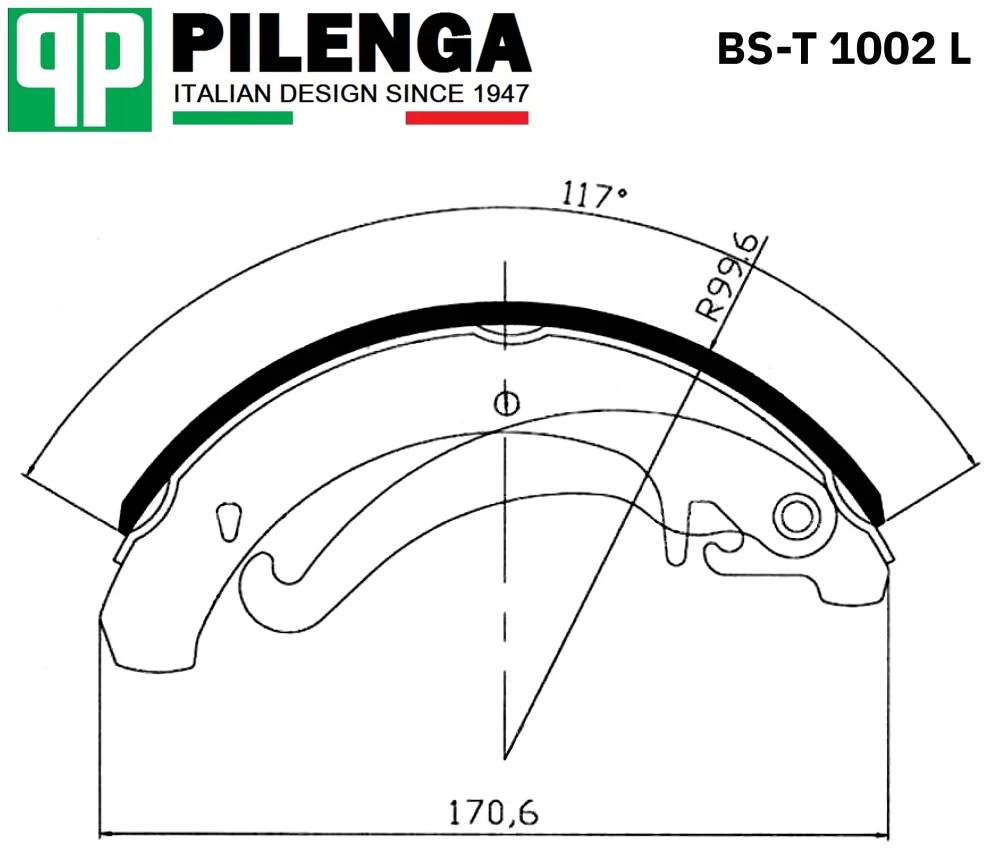 Pilenga BS-T 1002 L Колодки тормозные задние барабанные, фото 1